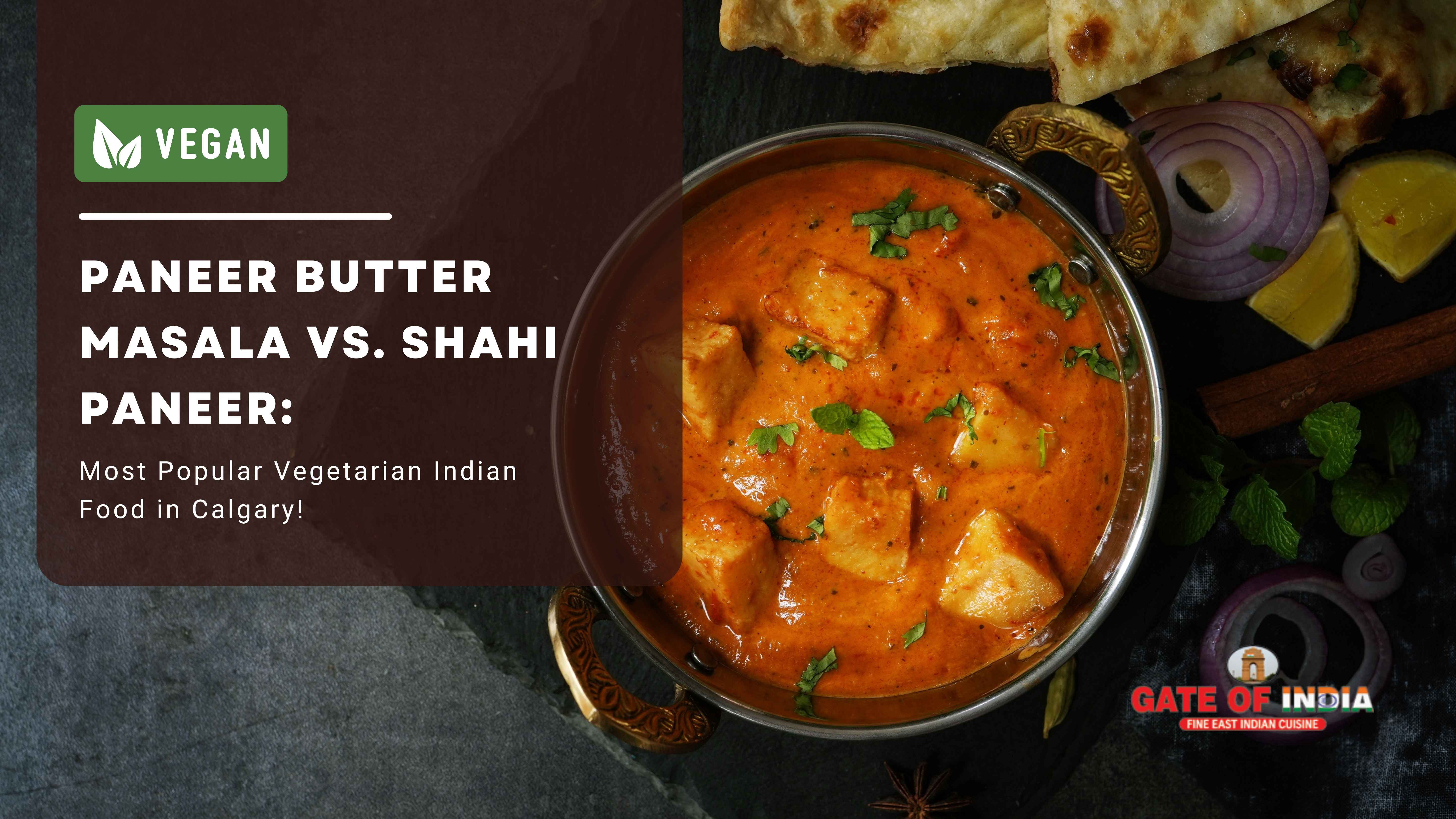 Paneer curry, naan, onions, lemon, and spices showcasing vegetarian and vegan Indian food in Calgary